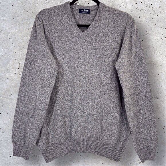 Café Coton Paris Extra Fine Lambswool Mens Sweater Gray Speckled V-Neck Large - Picture 1 of 9